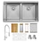 Elkay 18 Ga Workstation SS 31-1/2" x 18-1/2" x 9" Equal Dbl Bwl Undermt Sink and Faucet Kit w/ Aqua Divide ECTRUA31169TFCW - alternate 1